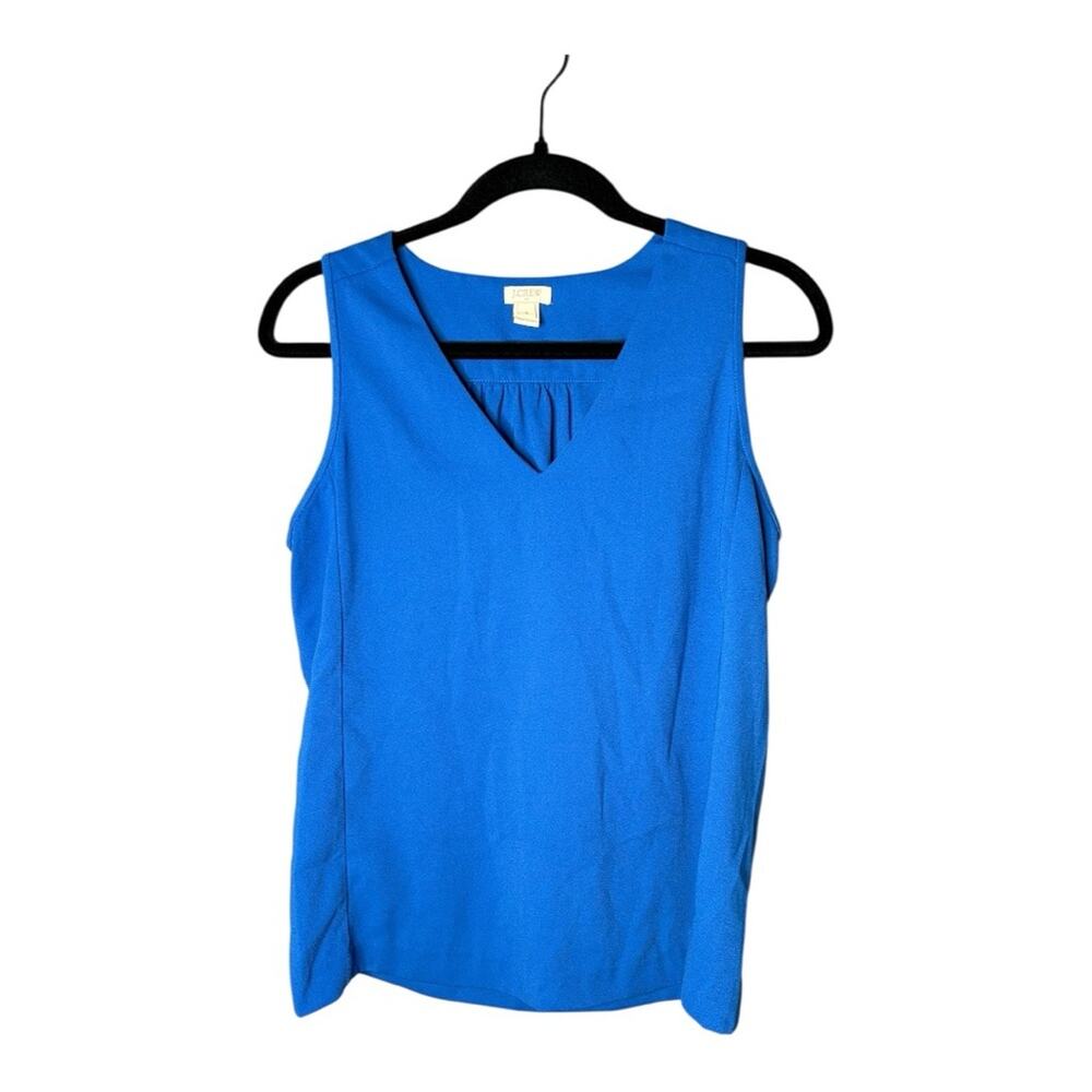J.Crew Blue Sleeveless Blouse V Neckline 4
